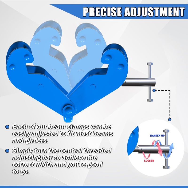 FITHOIST Beam Clamp with Oval Ring | 1 Ton Load Capacity | Lifting Clamp w/Quick-Adjust T-Handle | 3-9‘’ Jaw Opening | I Beam Clamp for Rigging - Image 4